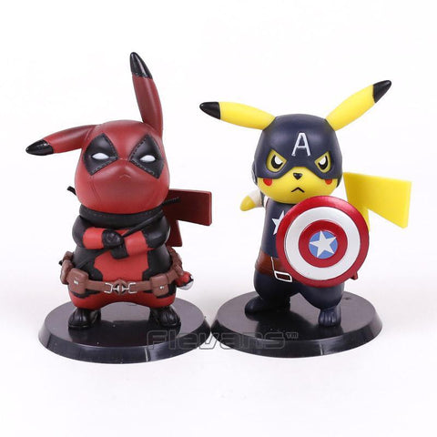 Pikachu Deadpool Captain America Figure