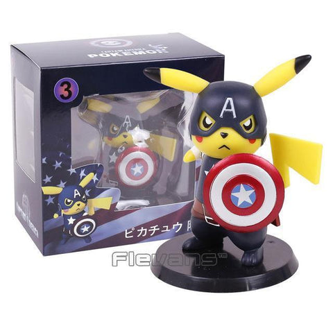 Pikachu Deadpool Captain America Figure